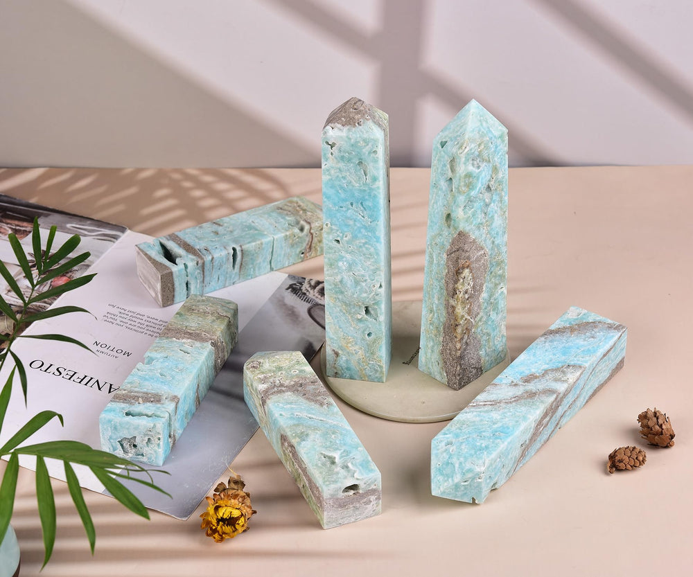 AMOYSTONE crystal wand details reveal natural beauty and texture.