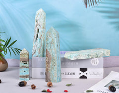 AMOYSTONE geode tower illuminated for altar display and decor.