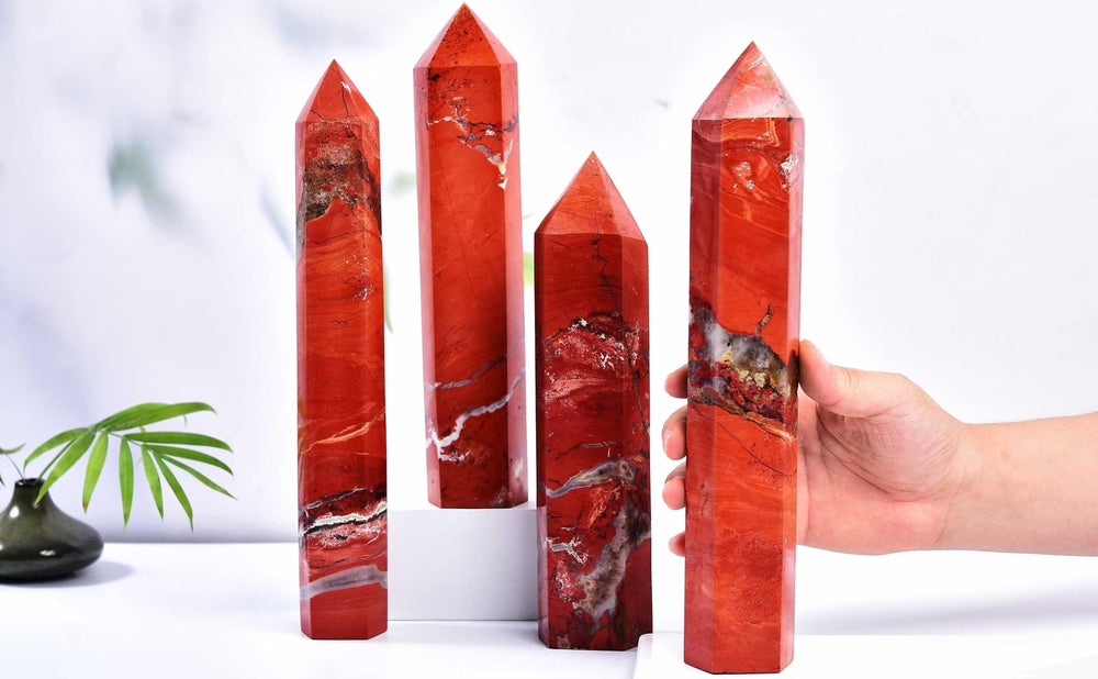 AMOYSTONE Gift idea Red Jasper crystal wand for crystal lovers.