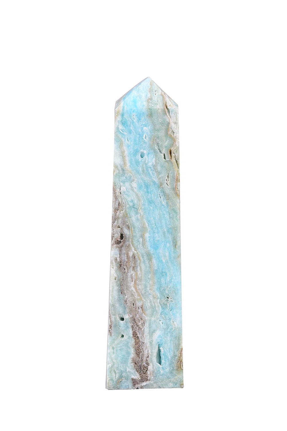 AMOYSTONE healing crystal tower hemimorphite obelisk blue for meditation and energy focus