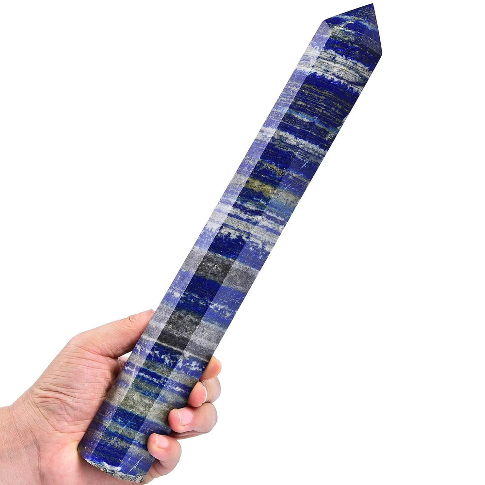 AMOYSTONE Lapis Lazuli Obelisk wand six faceted crystal for focused energy during meditation