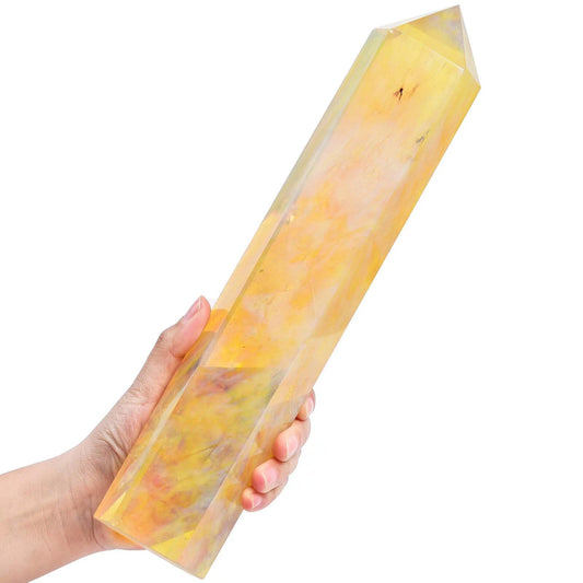 AMOYSTONE large yellow quartz wand focuses energy for meditation and emotional balance