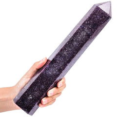 AMOYSTONE Lepidolite obelisk wand with six facets for energy focus during meditation