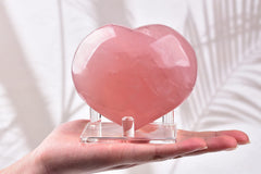 AMOYSTONE rose quartz heart, puffy heart shape suitable for calm moments.