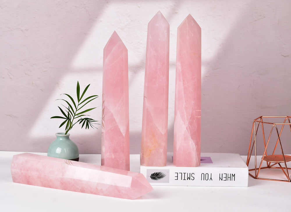 AMOYSTONE rose quartz spiritual-tower supports mindful practice and ambiance.