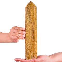 AMOYSTONE six-faceted crystal wand obelisk supports chakra balancing practice.