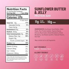 Amrita 11g plant-based protein bar nutrition facts highlighting protein content for energy.