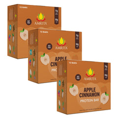 Amrita Nut Free Apple Cinnamon bar hero pack, high-protein plant snack.