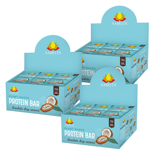 Amrita Nut Free Chocolate Chip Coconut bar pack 12ct for gluten-free, peanut-free snacking.