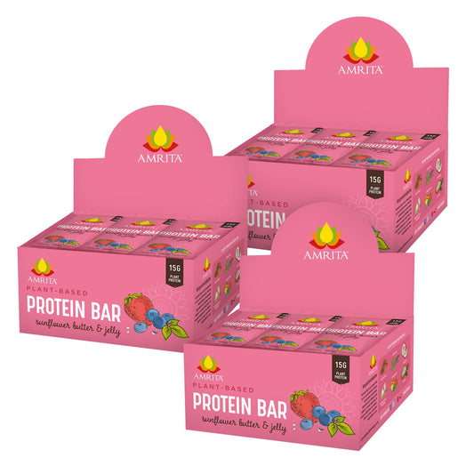 Amrita Nut Free Sunflower Butter & Jelly bars packshot showing a convenient school-friendly snack.