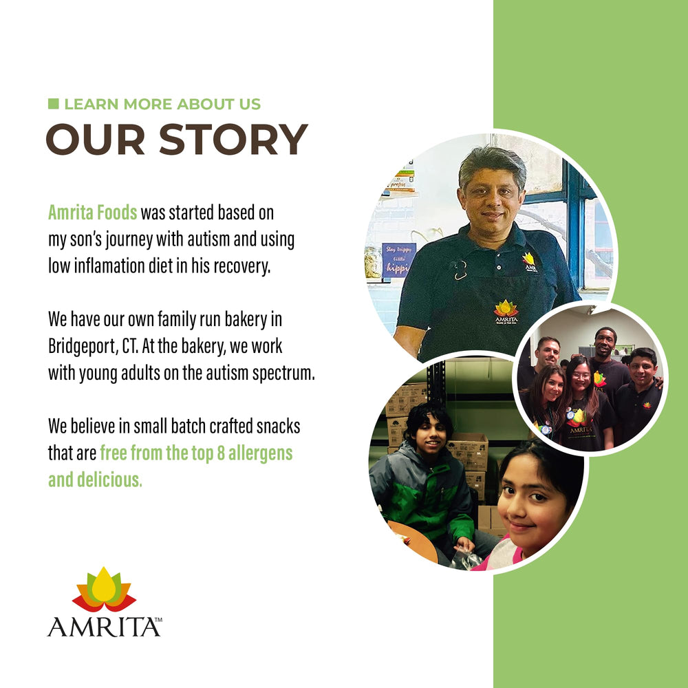 Amrita packaging and seal communicates allergen-free promise and ethical production.