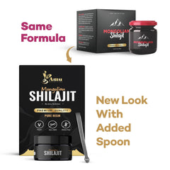 AMU NUTRITION Pure black Shilajit resin close-up highlighting mineral-rich color