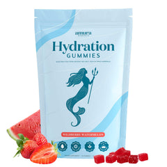 Amura Minerals electrolyte gummies bottle with wildberry watermelon flavor for on-the-go hydration.