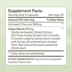 Amy Myers MD Charcoal Binder Complete bottle back detailing ingredients and gut support benefits