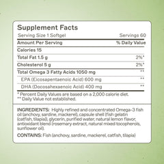Amy Myers MD omega-3 softgels being poured from bottle for easy daily use.