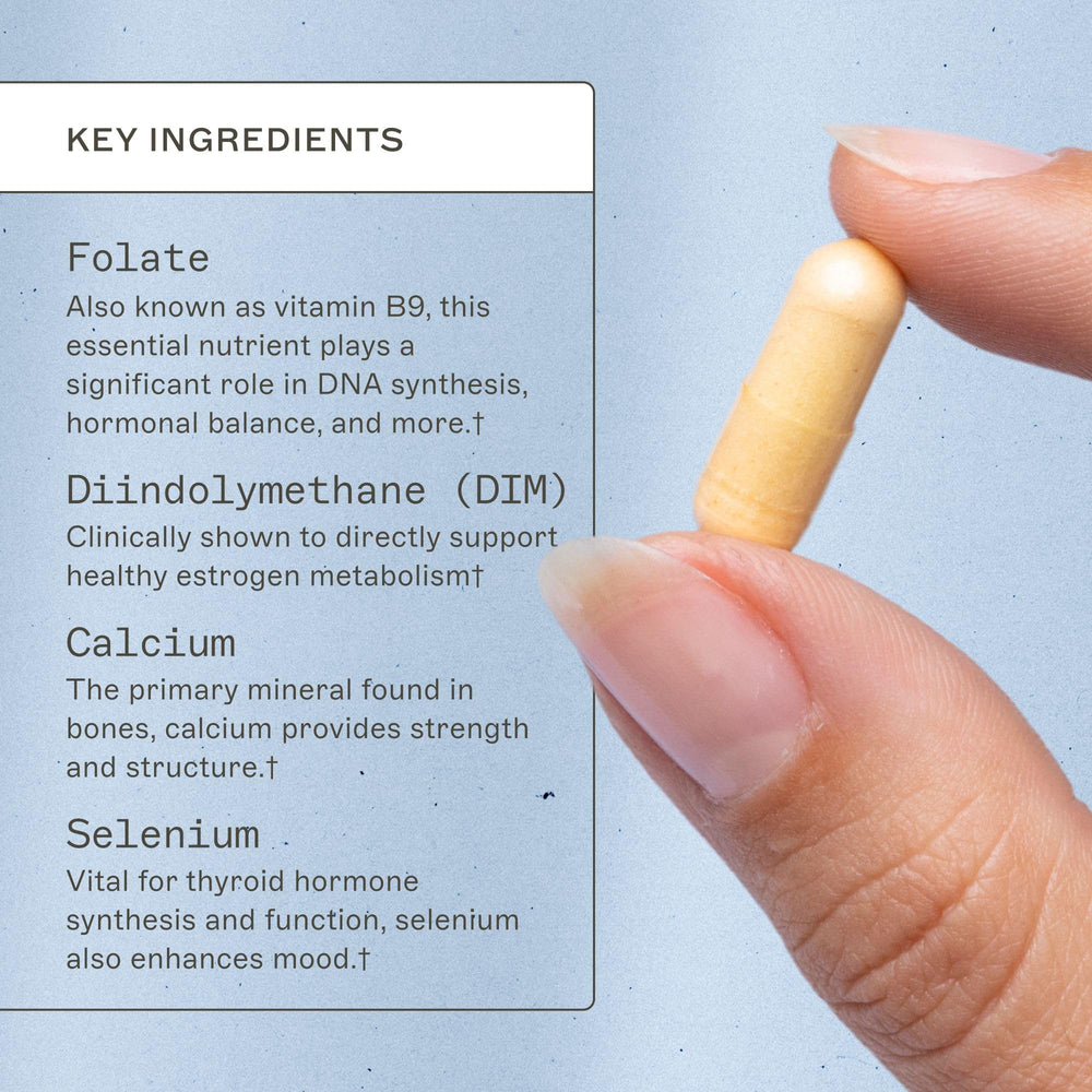 Dim and calcium-D-glucarate pills visual suggesting cellular detox and balance.
