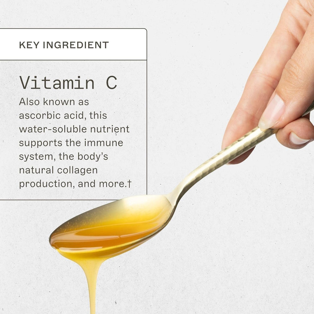 Amy Myers MD liposomal vitamin C amber bottle on shelf signaling quality.