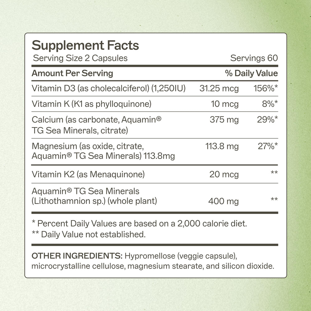 Amy Myers MD OsteoDura capsules close-up highlights daily calcium supplementation