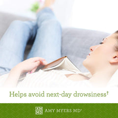 Rest and Restore bottle on nightstand as part of a bedtime routine.