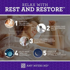 Amy Myers MD Rest and Restore label closeup shows gluten-free formula.