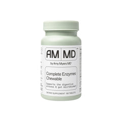 Amy Myers MD Digestive Enzymes chewables bottle shows complete enzyme blend for on-the-go support