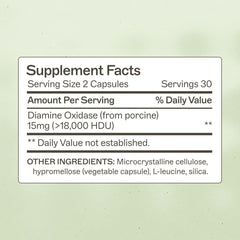 Histazyme capsules closeup showing DAO enzyme support for histamine breakdown.