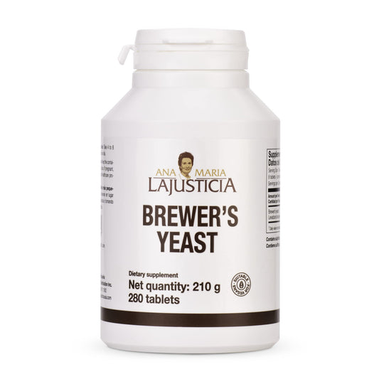 Ana Maria Lajusticia Brewer's Yeast bottle showing natural vitamin source for daily nutrition