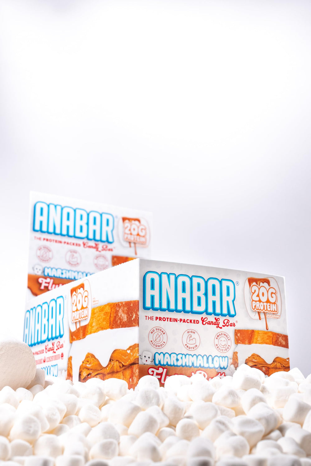 Anabar bar sliced open to show marshmallow center and protein-packed interior.