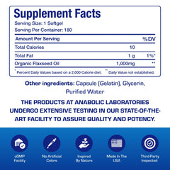 Anabolic Laboratories flaxseed oil softgels closeup highlights convenient fish free omega-3 option
