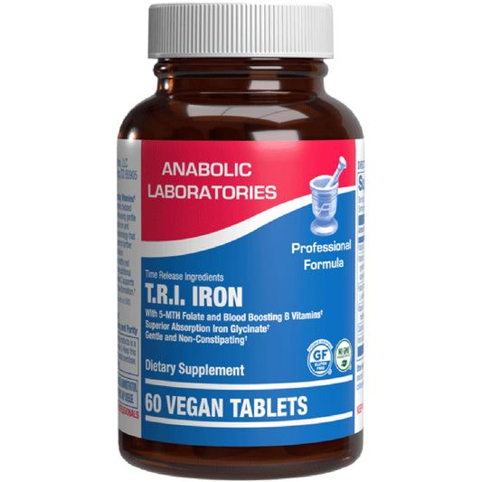 Anabolic Laboratories Slow Release Iron bottle with easy-to-swallow capsules for steady daily support.