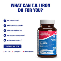 Woman taking Anabolic Laboratories slow-release iron as part of a balanced daily routine.