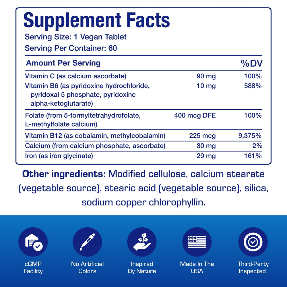 Anabolic Laboratories slow-release iron packaging displayed on a clean counter for vegan options.