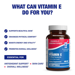 Ingredients panel on Anabolic Laboratories Vitamin E 400 IU softgels