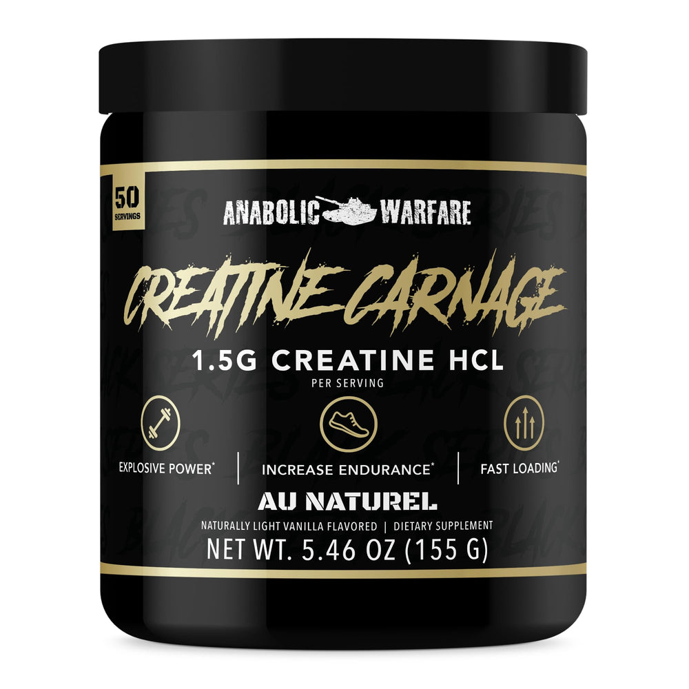 Anabolic Warfare Creatine Carnage bottle pour for quick strength-focused use.