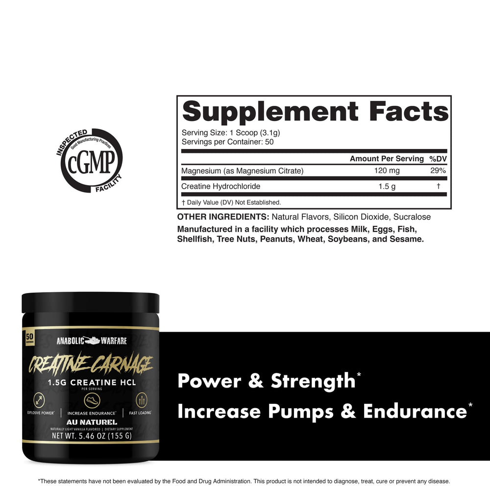 Anabolic Warfare Creatine Carnage in a gym bag for on-the-go workouts.