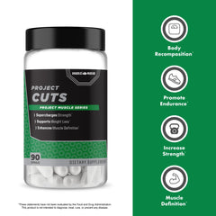 Anabolic Warfare Project Cuts pills closeup showing compact capsules for convenient dosing