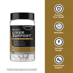 Anabolic Warfare Project Liver Support ingredients dandelion root scene suggests detox and digestion help.