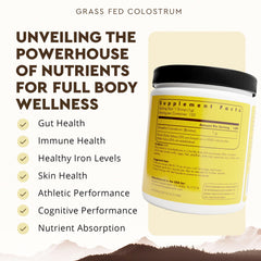 Pouring Ancestral Supplements Bovine Colostrum Powder into a smoothie for gut health.