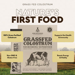 Ancestral Supplements colostrum pack stick for digestive wellness.