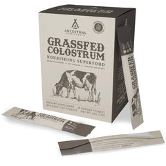 Ancestral Supplements grass-fed colostrum packet on the go for immune support.