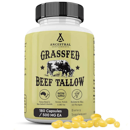 Ancestral Supplements beef tallow capsules bottle for daily wellness