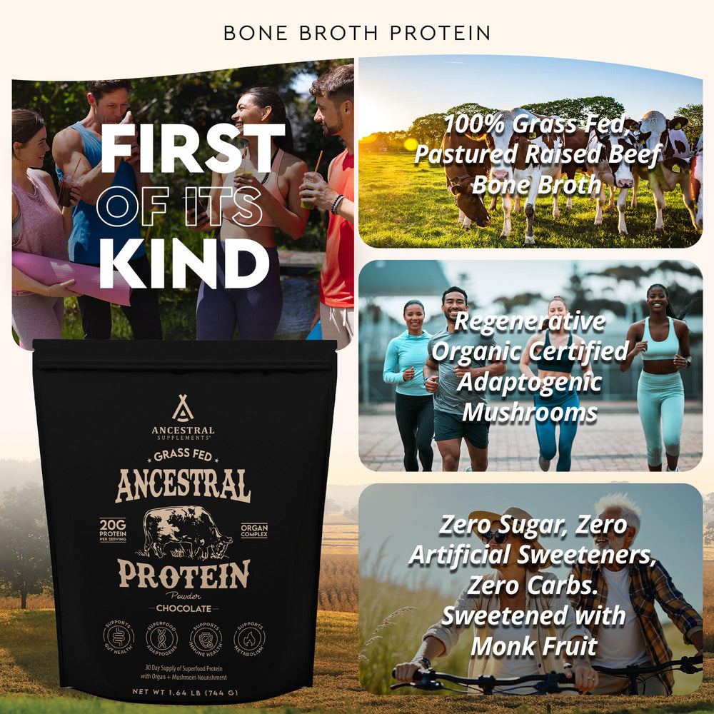 Ancestral Supplements regenerative organic-certified seal for trusted purity.