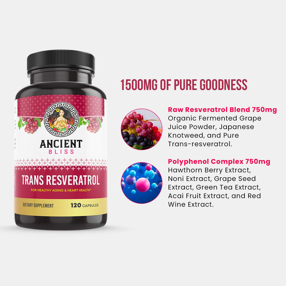 Ancient Bliss Resveratrol grape seed extract capsule close-up