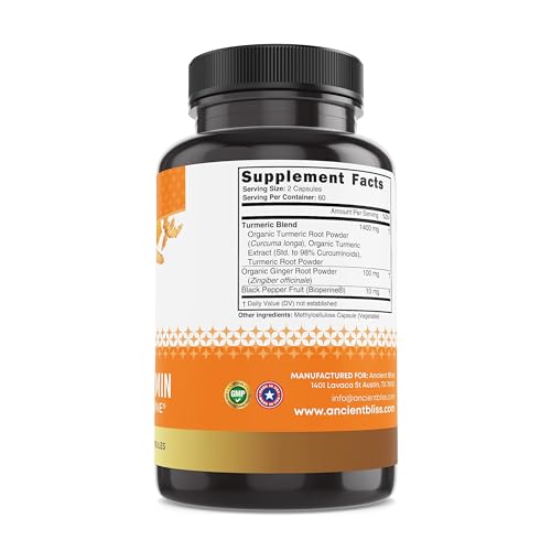 Ancient Bliss capsules being poured for easy daily supplementation.