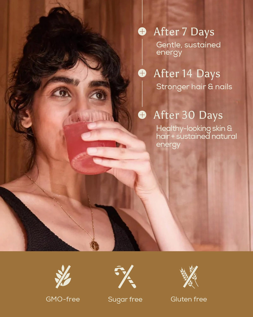 Ancient + Brave True Collagen smooth blend dissolving in a drink
