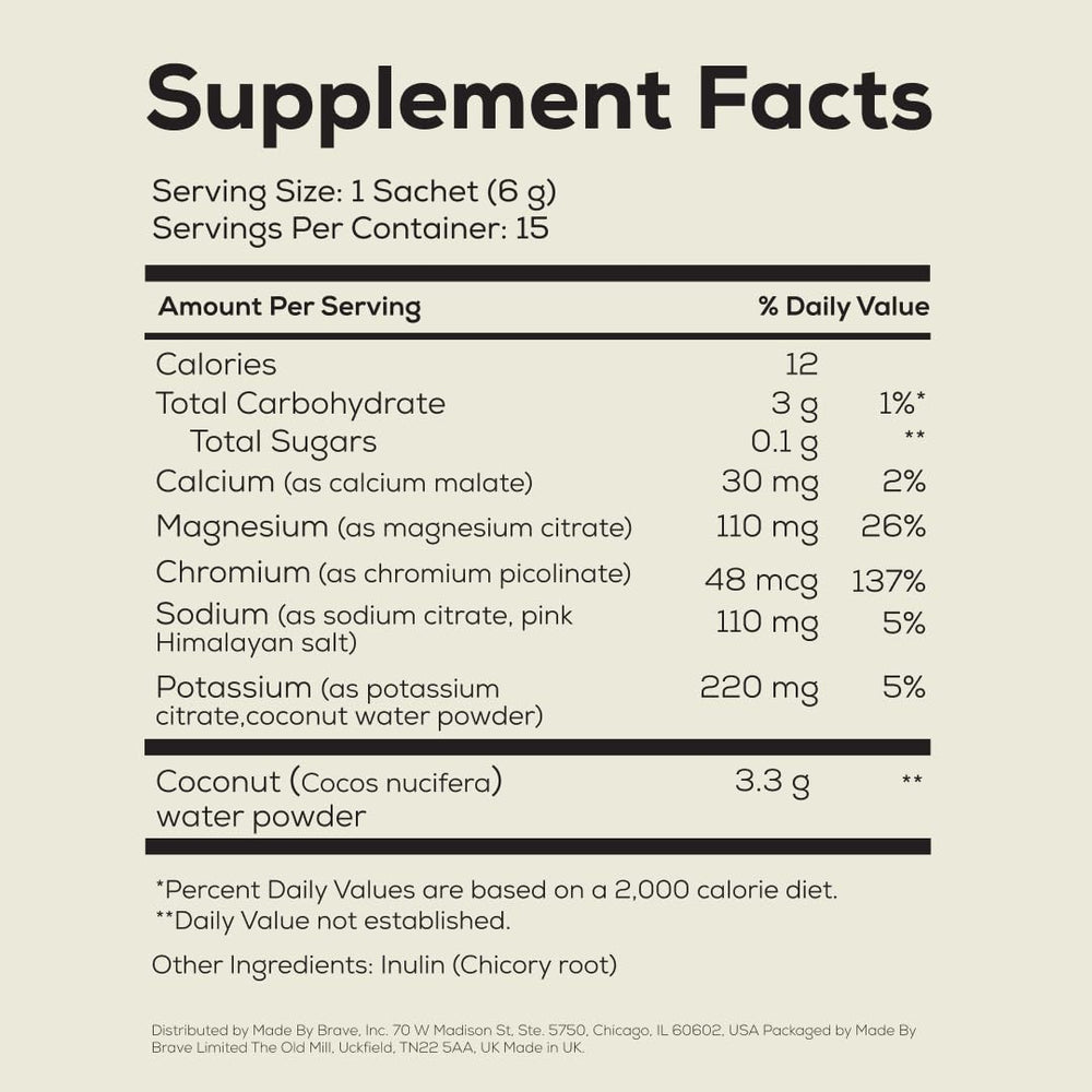 Close-up of ingredients with coconut powder and minerals