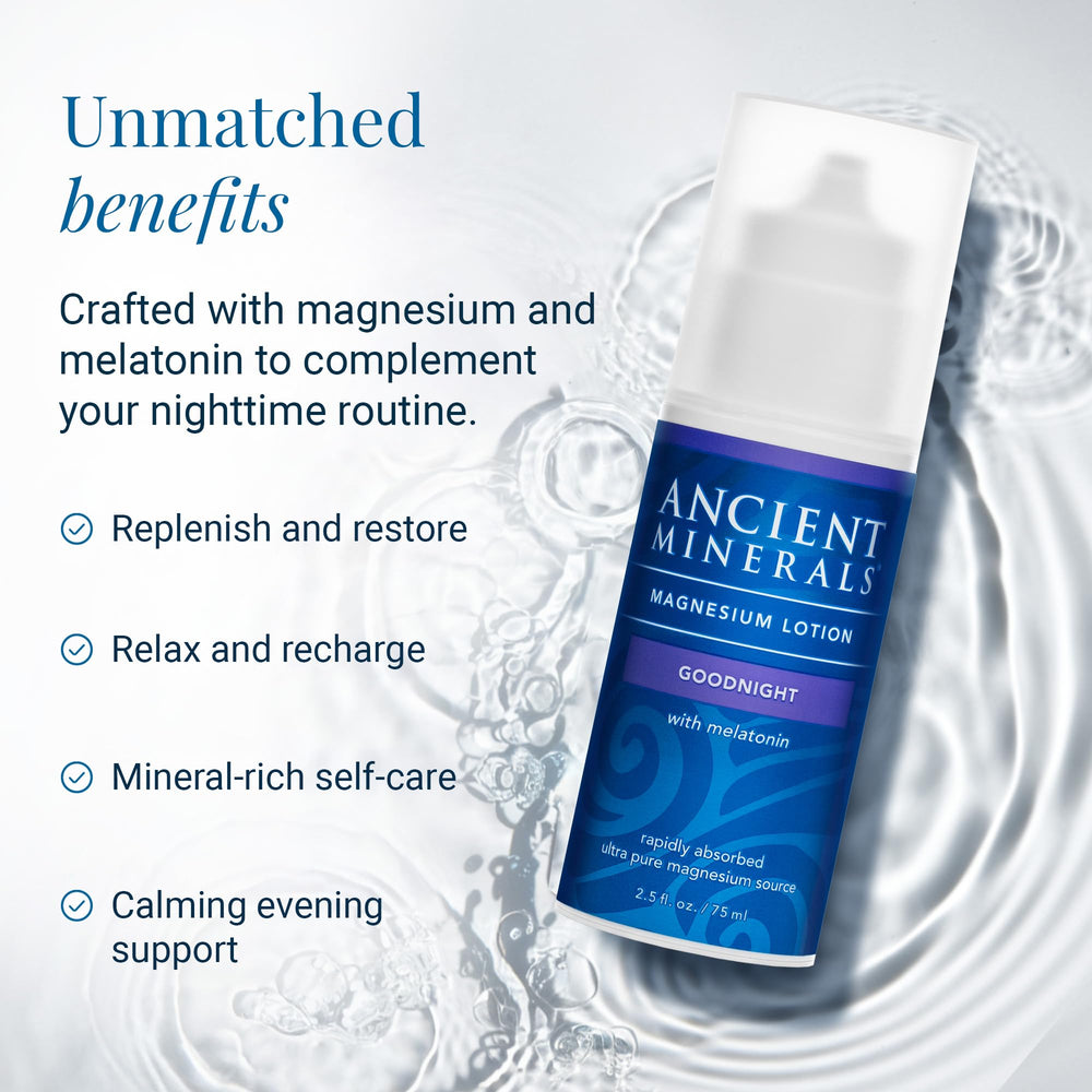 Ancient Minerals Goodnight Lotion close-up texture shows light, fast-absorbing formula.