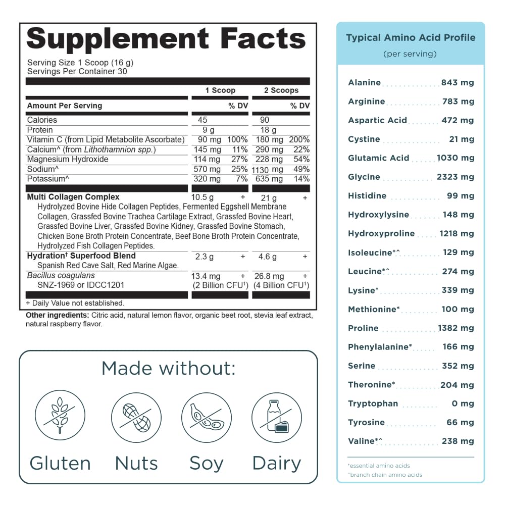 Ancient Nutrition Advanced Multi Collagen Hydrate glass with berry-infused drink