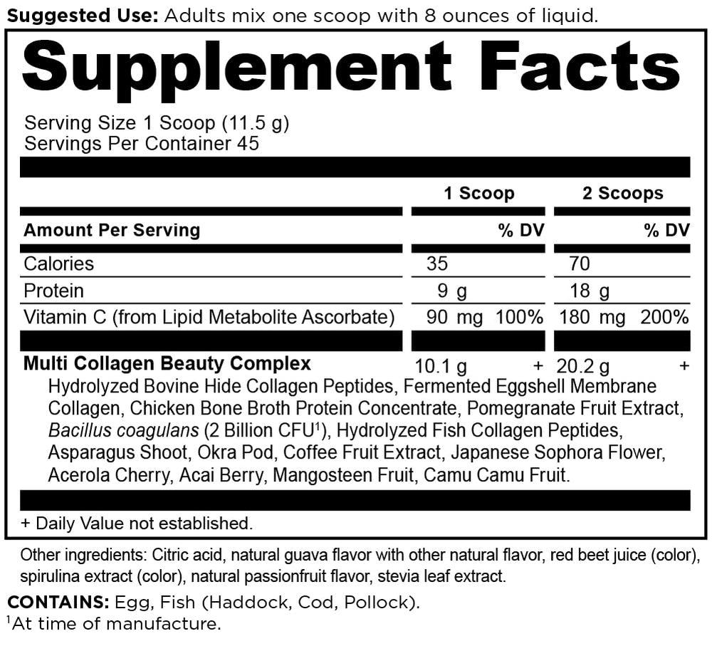 Ancient Nutrition Beauty Within jar-back label detailing sourcing and collagen types