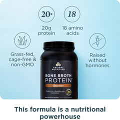 Ancient Nutrition bone broth protein chocolate scoop for quick, easy mixing